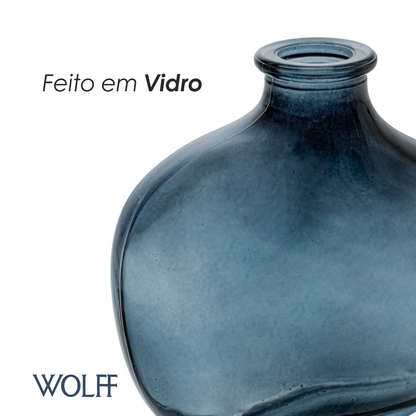Vaso Organics 11cm x 10cm x 5,5cm Azul Vidro - Wolff