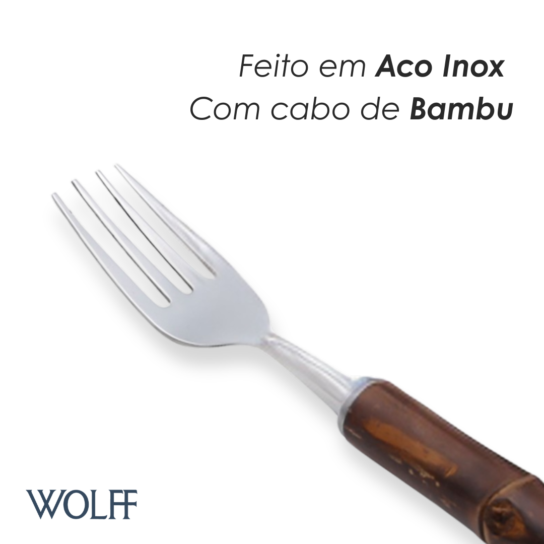 Conjunto 6 Talheres de Aço Inox com Cabo de Bambu - Wolff