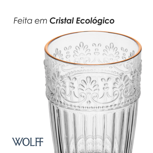 Conjunto 6 Copos Mauve Fio de Ouro 350ml Cristal Ecológico – Wolff