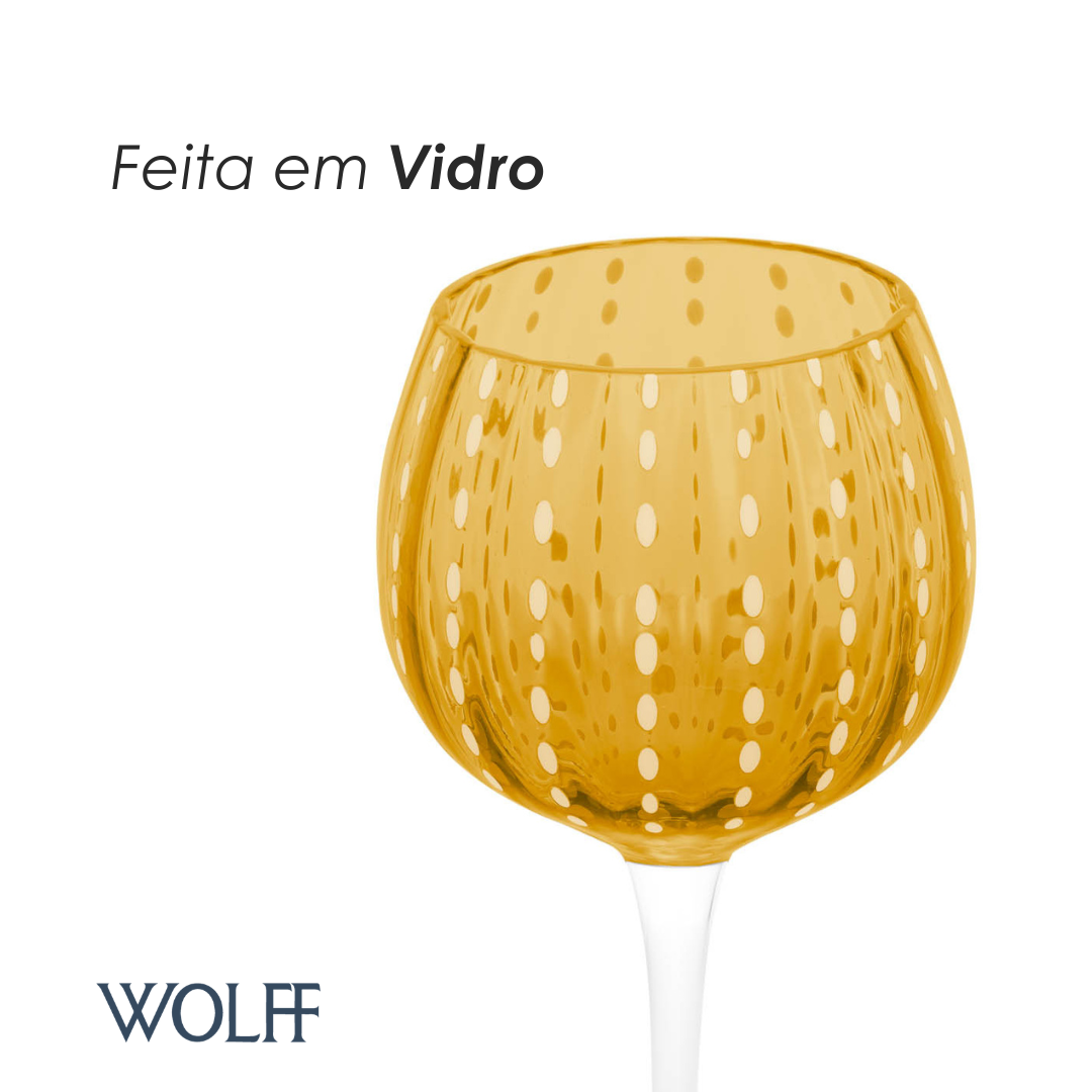 Conjunto 2 Taças de Vinho de Vidro Orquídea Âmbar 450ml - Wolff