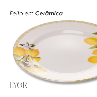 Prato Raso Siciliano 28cm Branco Cerâmica - Lyor