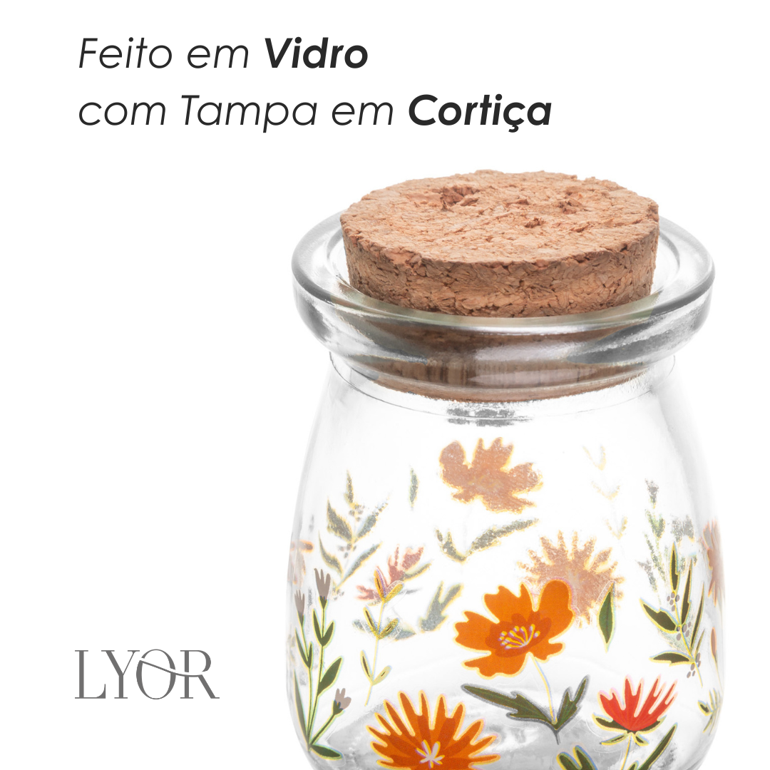 Pote Redondo com Tampa de Cortiça Flora 100ml Vidro - Lyor