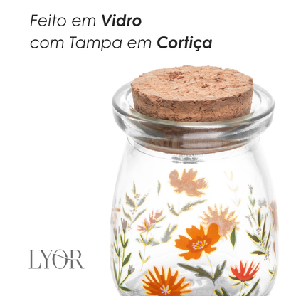 Pote Redondo com Tampa de Cortiça Flora 100ml Vidro - Lyor