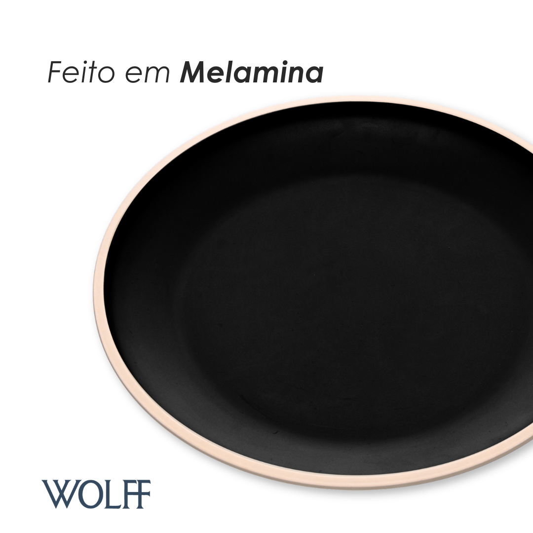 Prato Raso de Melamina Class Preto 27cm - Wolff