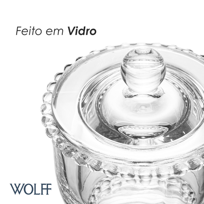Manteigueira Francesa de Vidro com Tampa Pearl 10,5cm x 10,5cm x 11cm - Wolff