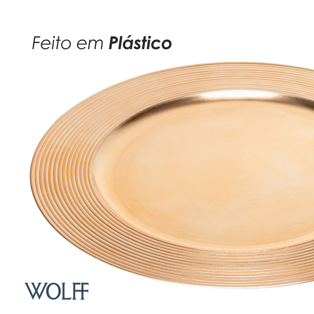 Sousplat de Plástico Escovado Dourado 33cm - Wolff