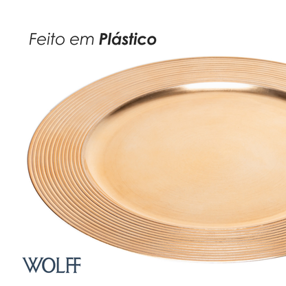 Sousplat de Plástico Escovado Dourado 33cm - Wolff