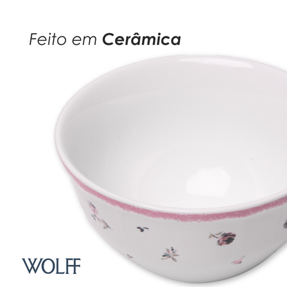 Bowl Florescer 12,5cm Rosa Cerâmica - Wolff