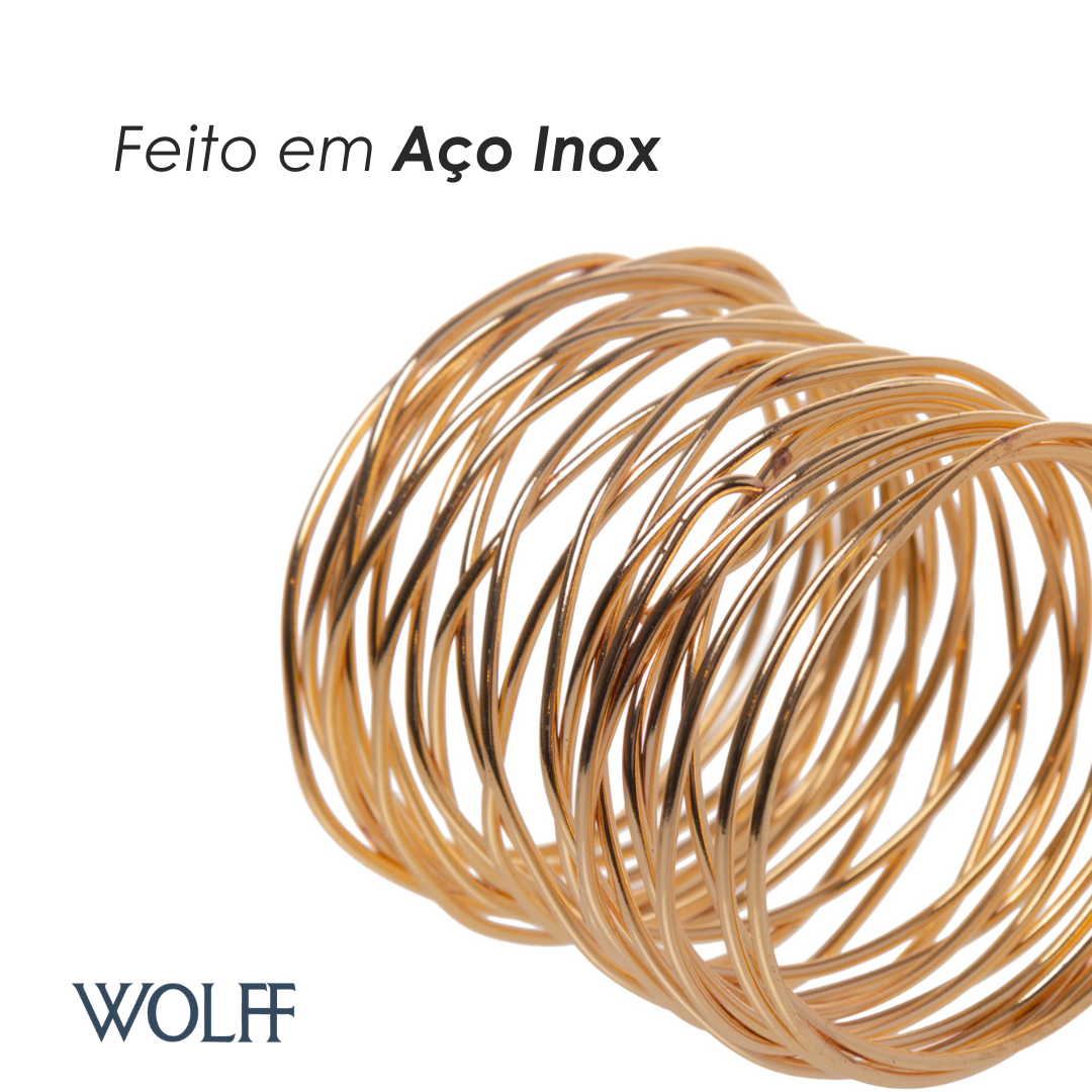 Conjunto 4 Anéis para Guardanapos 4,5cm Dourado Aço Circle - Wolff