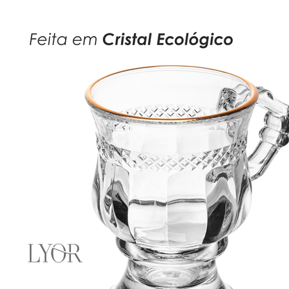 Taça de Cappuccino Diamante com Fio de Ouro 142ml Cristal Ecológico - Lyor