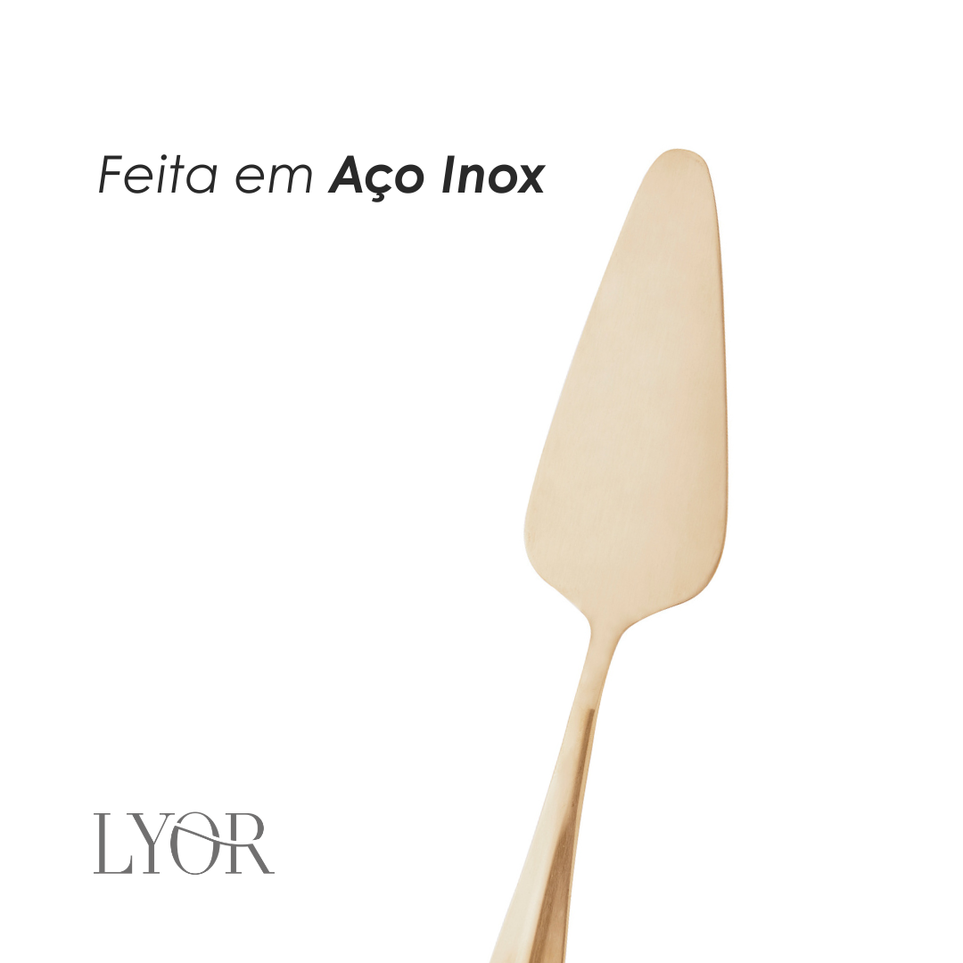 Espátula de Aço Inox para Bolo Positano Dourada 25cm- Lyor