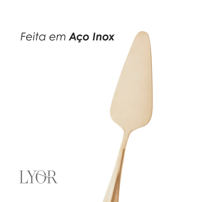 Espátula de Aço Inox para Bolo Positano Dourada 25cm- Lyor
