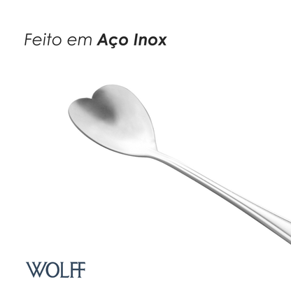 Conjunto 4 Colheres de Chá de Aço Inox Heart Prata - Wolff