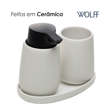 Conjunto 3 Peças para Banheiro de Cerâmica Oca Branco - Wolff