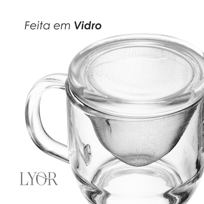 Caneca com Infusor e Tampa 330ml Vidro - Lyor