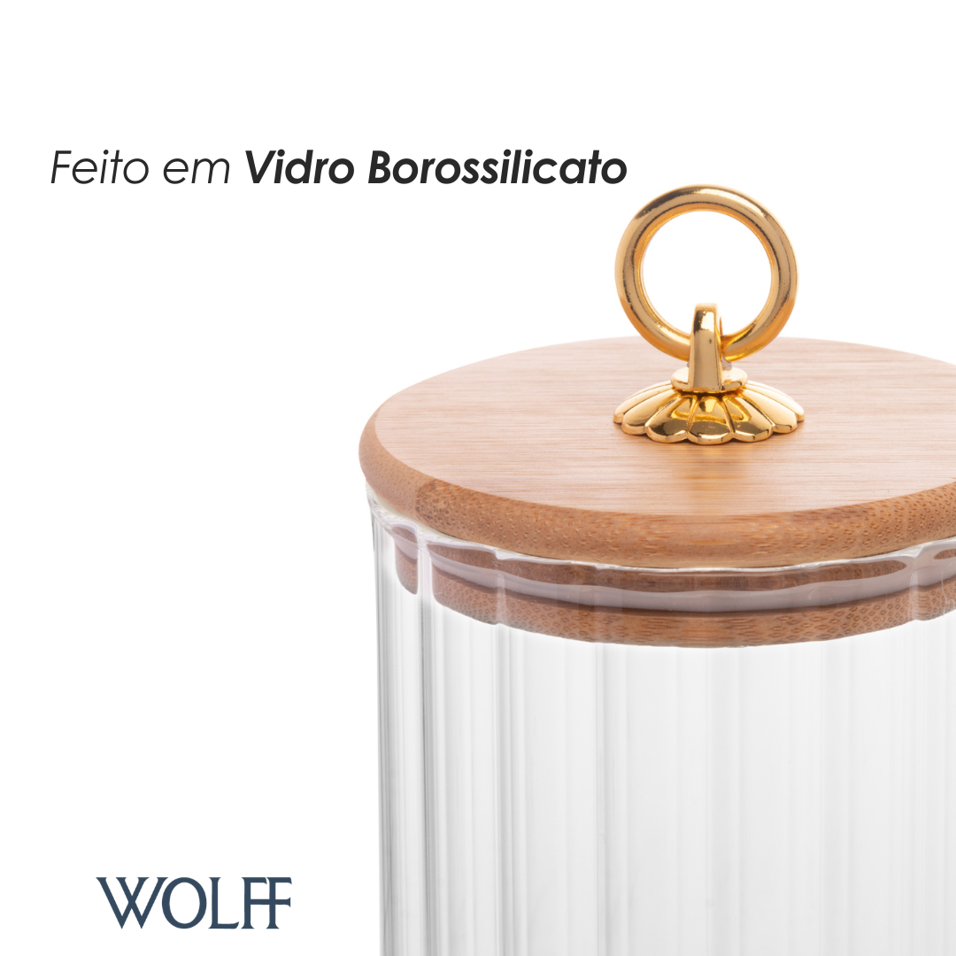 Porta Mantimento de Vidro Borossilicato com Tampa de Bambu Classic 510ml - Wolff