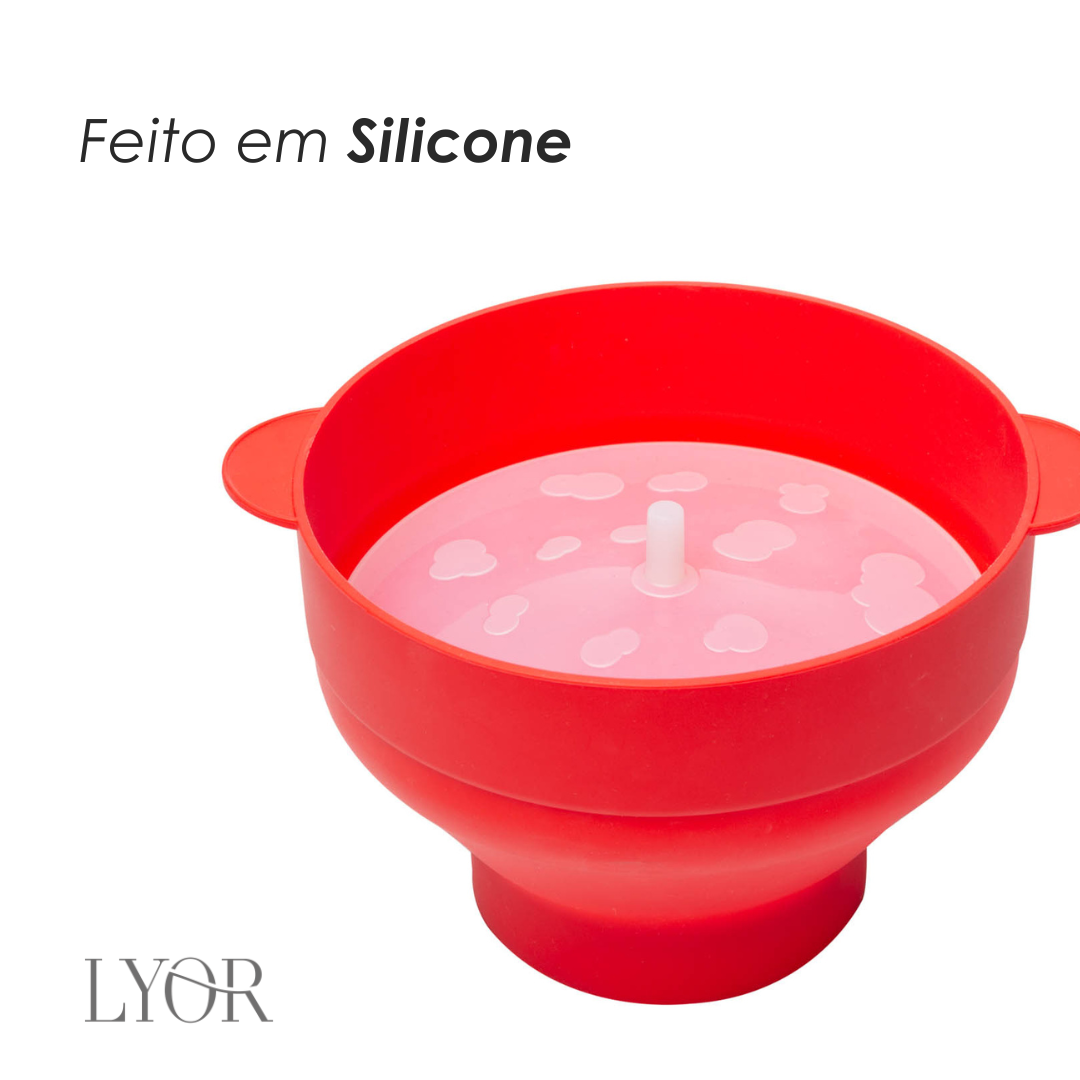 Pipoqueira para Micro-Ondas de Silicone Vermelha 20cm x 24cm x 15cm - Lyor
