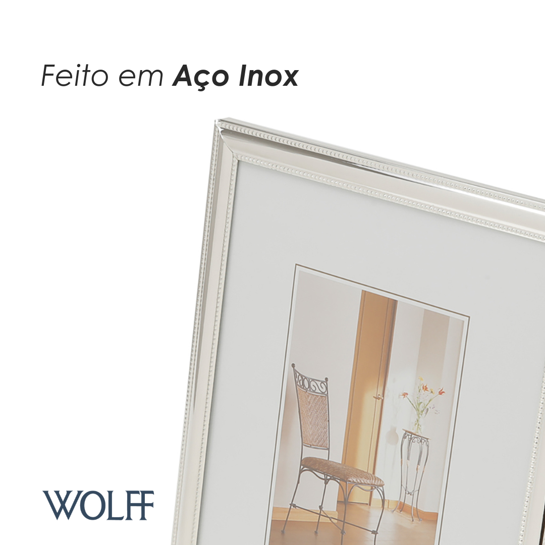 Porta-Retrato de Aço Friso Prata 13cm x 18cm - Wolff