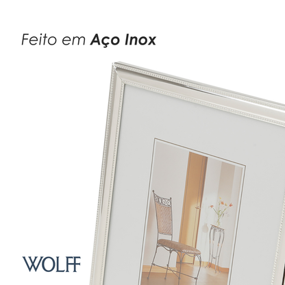 Porta-Retrato de Aço Friso Prata 13cm x 18cm - Wolff