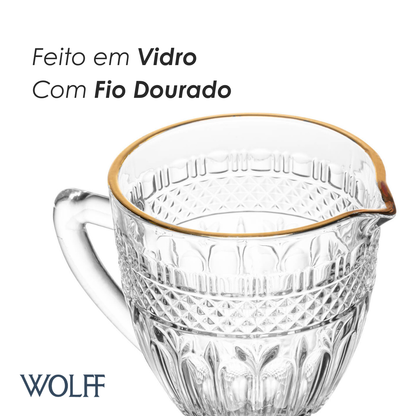 Jarra Vidro com Fio Dourado Brand 1L - Wolff