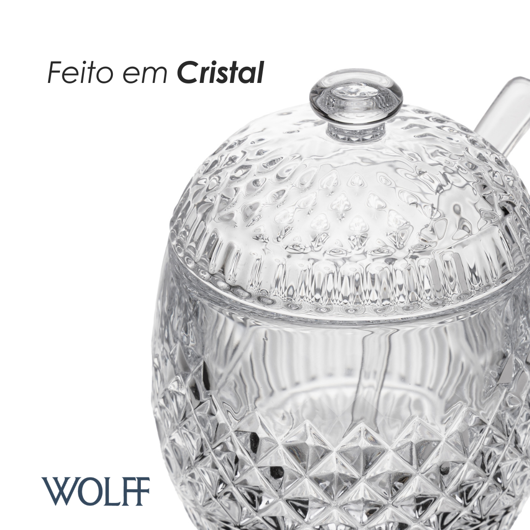 Açucareiro com Colher Pixel 7,5cm x 7,5cm x 11cm Cristal - Wolff