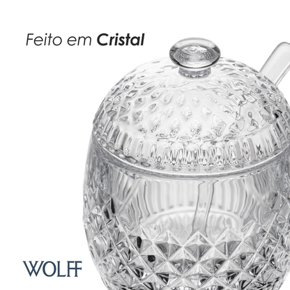 Açucareiro com Colher Pixel 7,5cm x 7,5cm x 11cm Cristal - Wolff