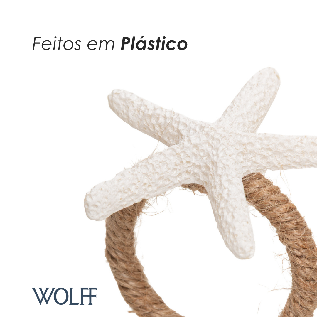 Conjunto 4 Anéis para Guardanapos Maré Branco Plástico - Wolff