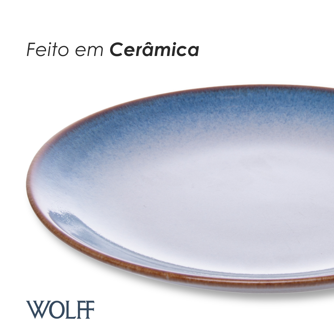 Prato Raso Amazônia 26cm Azul Cerâmica - Wolff