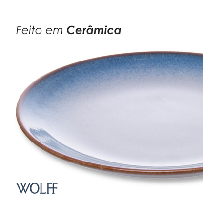 Prato Raso Amazônia 26cm Azul Cerâmica - Wolff
