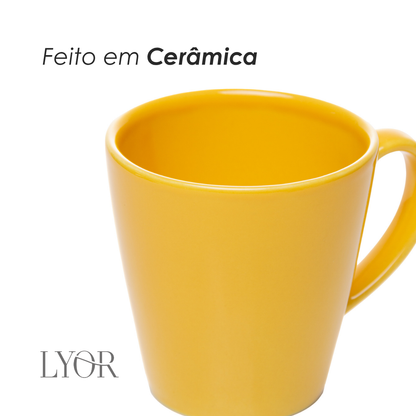 Caneca Siciliano 300ml Amarela Cerâmica - Lyor