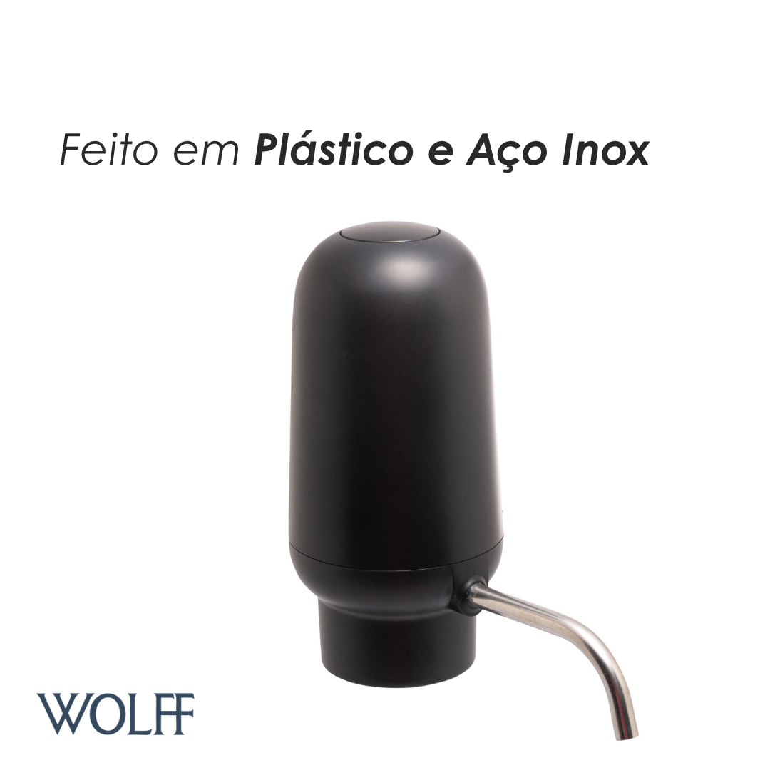 Aerador Elétrico Para Vinho Automático e Aço Inox Preto 6cm x 12cm x 11,5cm - Wolff