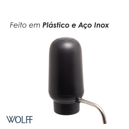 Aerador Elétrico Para Vinho Automático e Aço Inox Preto 6cm x 12cm x 11,5cm - Wolff