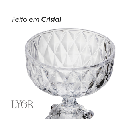 Centro de Mesa com Pé Diamond 18cm x 18cm Cristal - Lyor