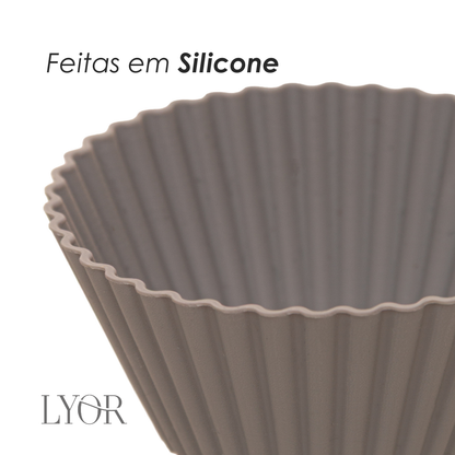 Conjunto 6 Formas Redondas para Cupcake 7cm x 3cm Cinza Silicone - Lyor