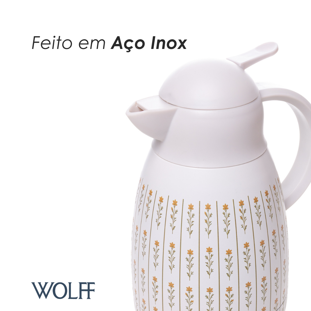 Garrafa Térmica com Dupla Parede Flor do Campo 1,2L Aço Inox - Wolff