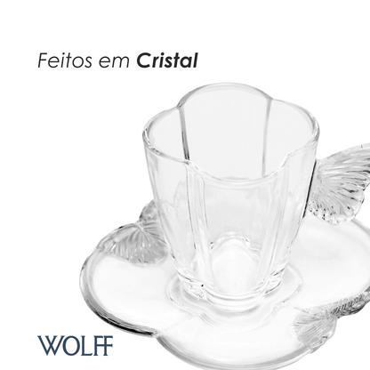 Conjunto 4 Xícaras de Chá com Pires Butterfly 180ml Cristal - Wolff