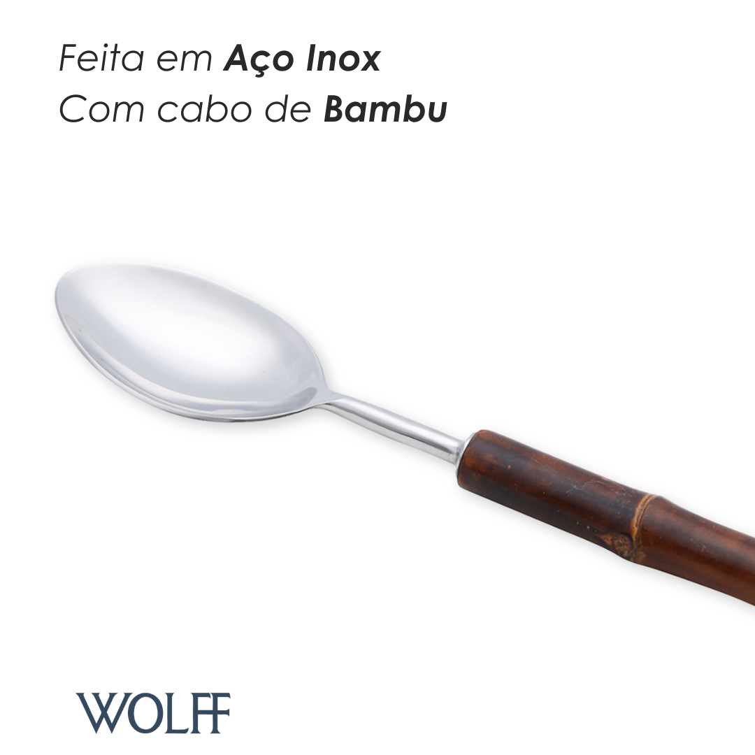 Colher para Servir de Aço Inox com Cabo de Bambu - Wolff