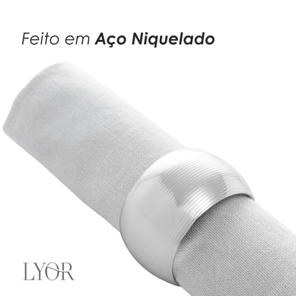 Conjunto 4 Anéis para Guardanapo de Aço Niquelado Circle Prata - Lyor