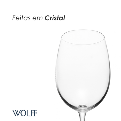 Jogo 6 Taças de Vinho Tinto De Cristal Ecológico Bohemia Veronica 450ml - Wolff