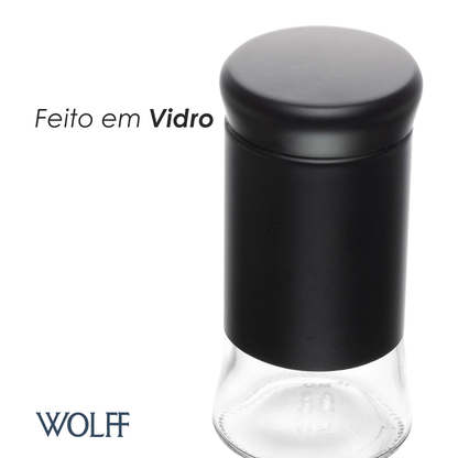 Porta Temperos Versatile 135ml Preto Vidro - Wolff