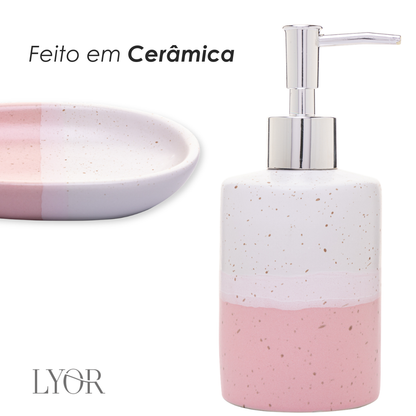 Conjunto 2 Peças para Banheiro de Cerâmica Degradê Rosa - Lyor