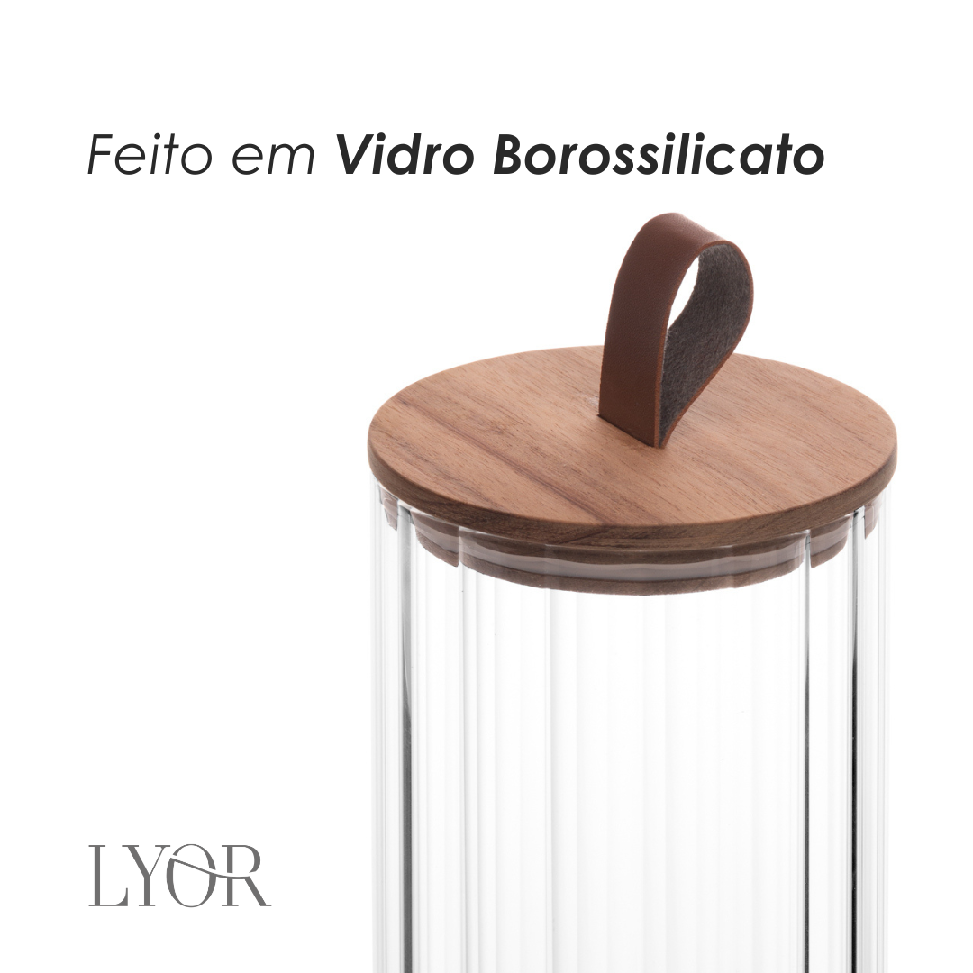 Porta Mantimento de Vidro Borossilicato  com Tampa de Acácia Classic 880ml - Wolff