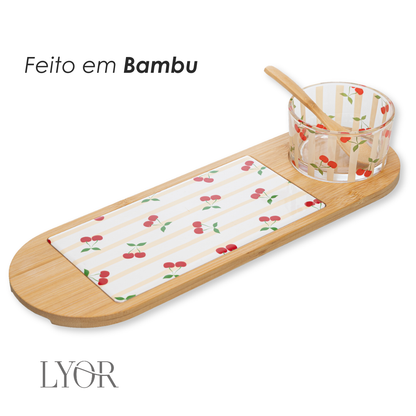 Conjunto 4 Peças para Servir Cherry 36cm x 12cm x 6cm Bambu - Lyor