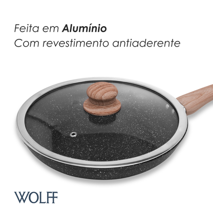 Frigideira de Indução com Tampa de Vidro Alumínio Revestimento Cerâmico - Wolff