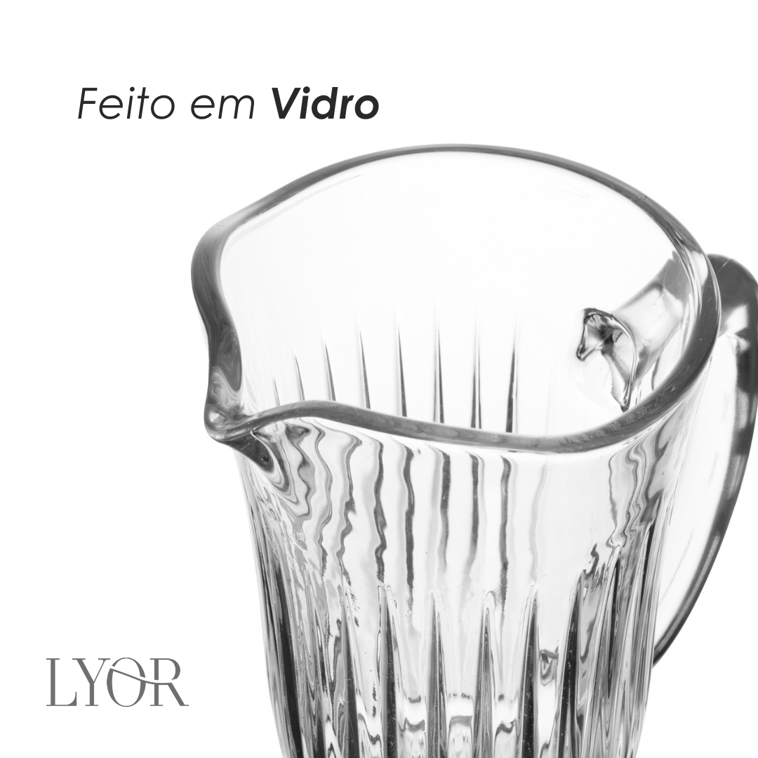 Conjunto Jarra com 6 Copos de Vidro Deli Diamante 1L/300ml - Lyor