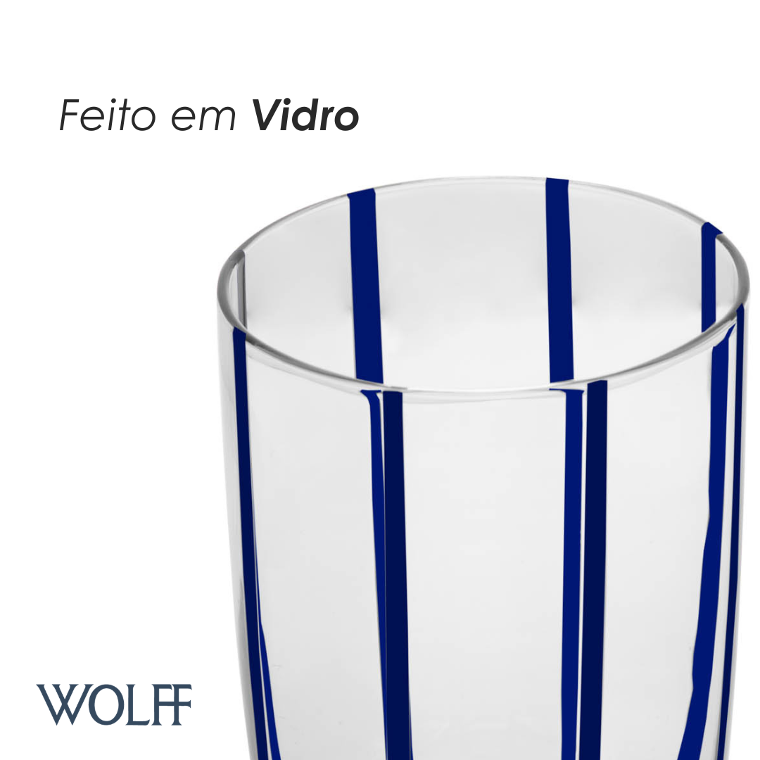 Conjunto 2 Copos Altos Azura 450ml Azul Vidro - Wolff