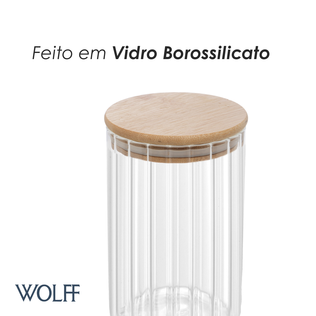 Porta Mantimento com Tampa de Bambu 700ml Vidro Borossilicato - Wolff