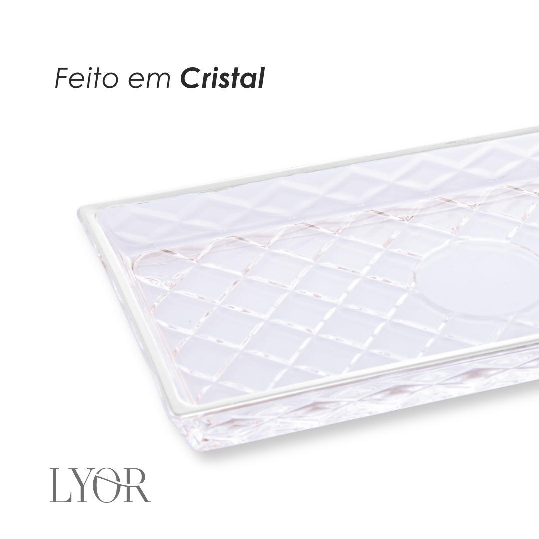 Travessa para Servir de Cristal Deli Diamond 28,5cm x 14,5cm x 2cm - Lyor