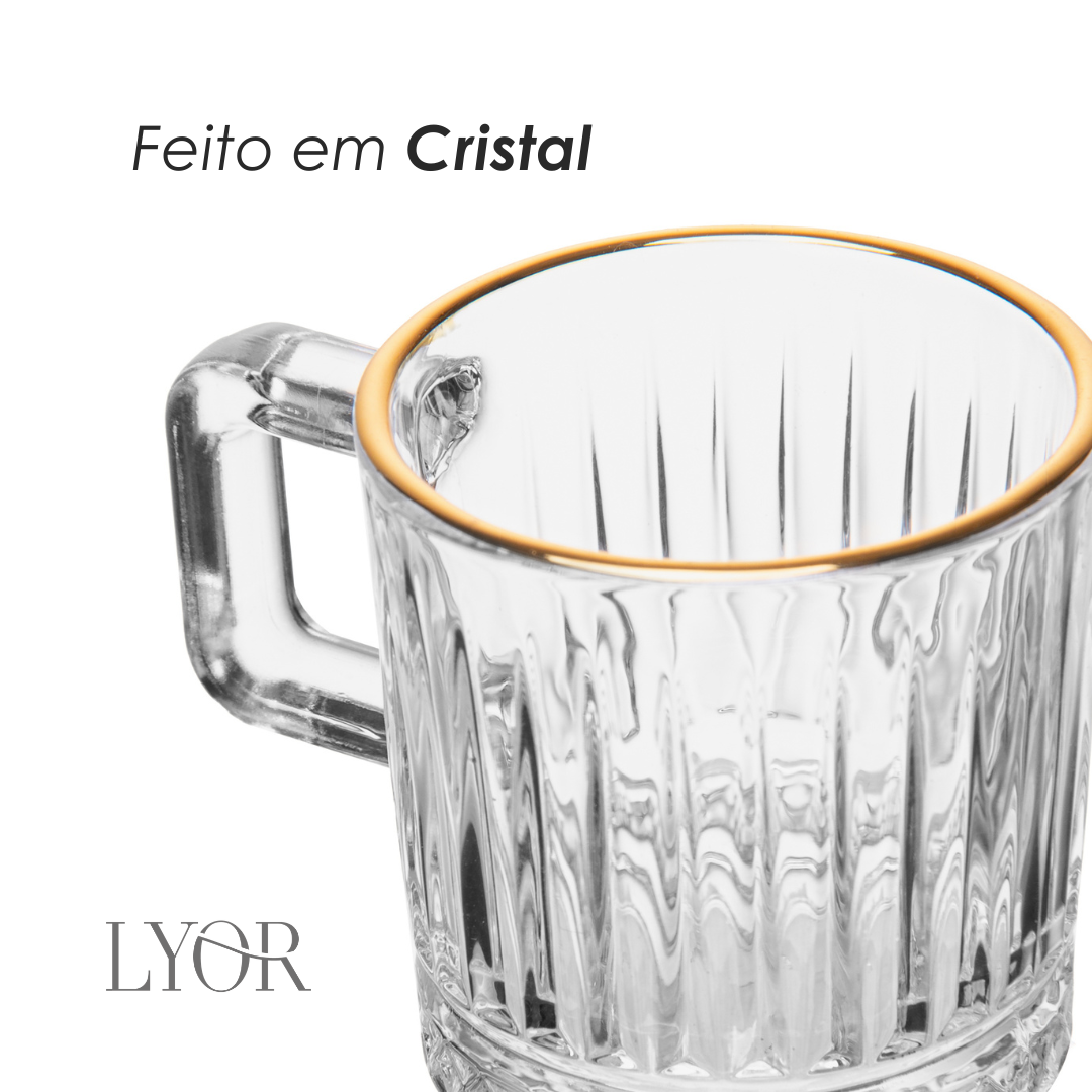 Xícara de Café Deli Diamond com Fio de Ouro 90ml Cristal - Lyor