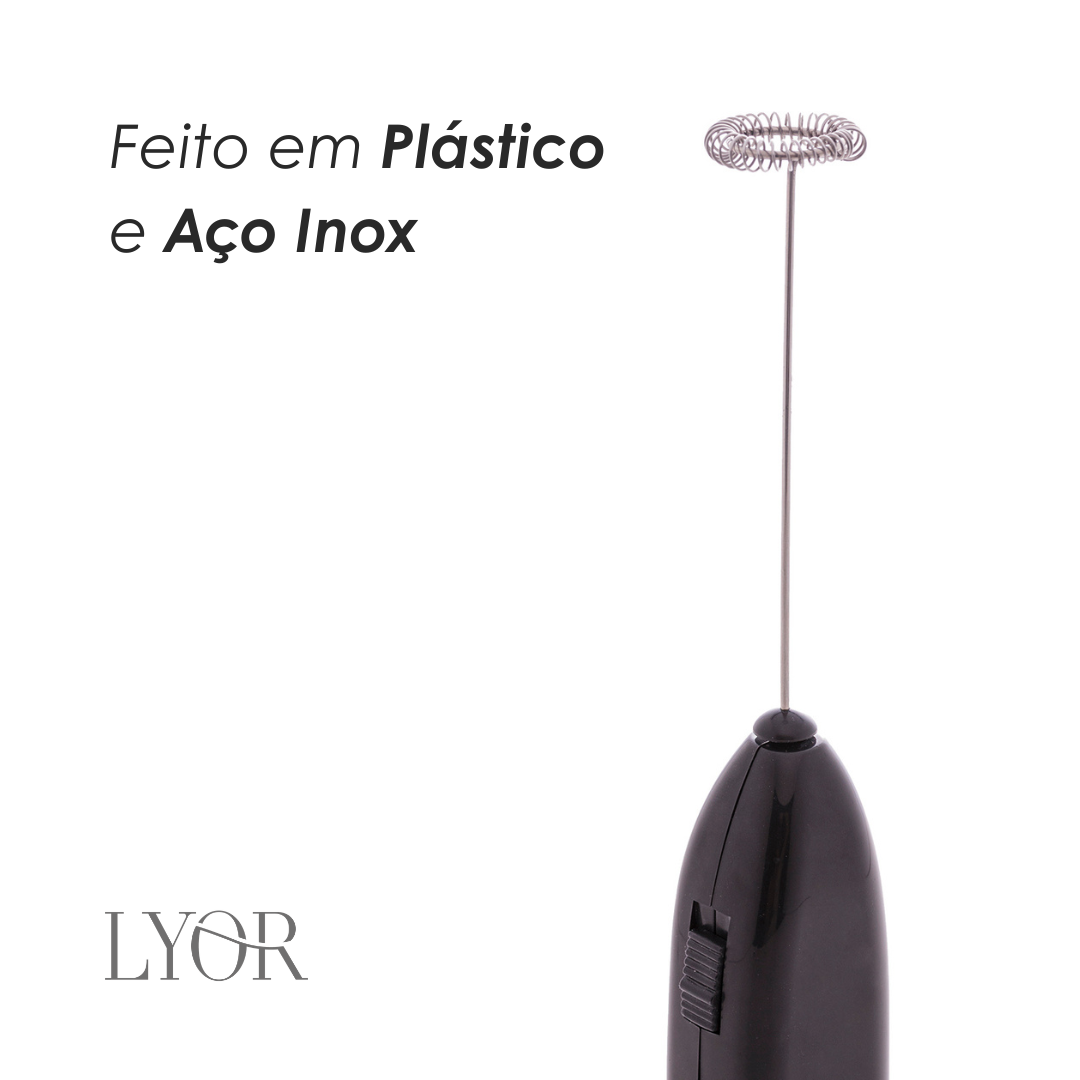 Mini Mixer Elétrico para Bebidas de Inox e Plástico Preto - Lyor